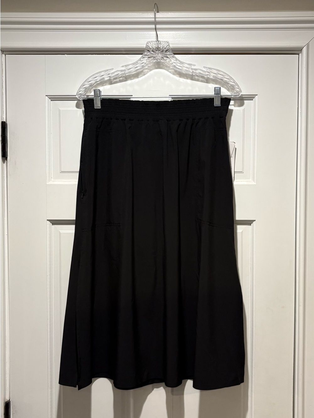 Athleta Black A-Line Midi Skirt with Elastic Waistband